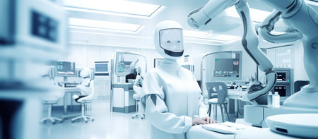 The robot works in the operating room. Modern technologies in medicine.の素材
