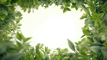 Green leaves background with copy space for your text. Nature concept.の素材