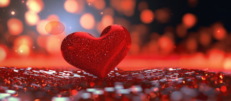 Valentines day background with red heart and bokeh lightsの素材
