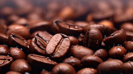 Coffee beans on a dark background. Close-up.の素材