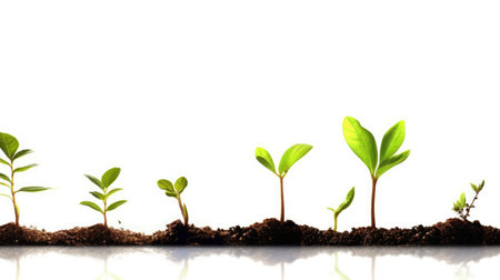 Green seedling illustrating concept of new life and development isolated on whiteの素材