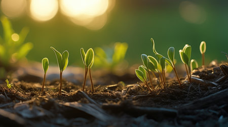 Green seedling illustrating concept of new life and beginning to grow.の素材