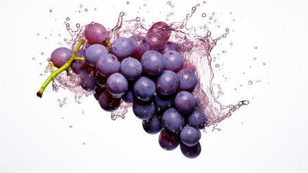 grapes in water splash, isolated on white background, studio shotの素材