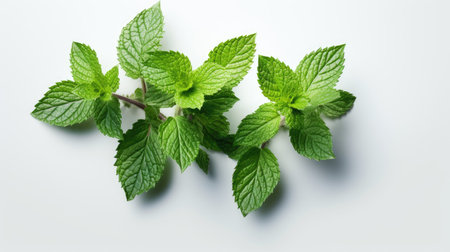 Mint leaves on a white background. Mint leaves on a white background.の素材