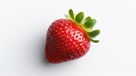 Strawberry isolated on white background. Close up. Top view.の素材