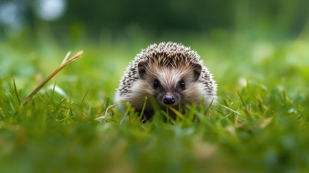 Hedgehog in the grass. (Scientific name: Erinaceus Europaeus)の素材