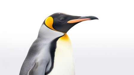 King penguin isolated on white background, close-up portrait.の素材