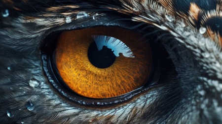Eye of an eagle-owl close-up. 3D renderingの素材