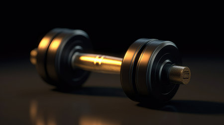 Dumbbell on a black background. 3d render illustration.の素材