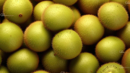Kiwi fruit background. Close up view of kiwi fruits.の素材