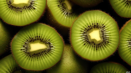 Kiwi fruit close-up on a black background. macroの素材