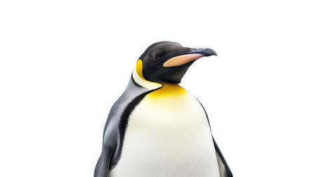 King penguin isolated on a white background, closeup of photoの素材