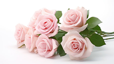 pink roses on a white background with copy space for your textの素材