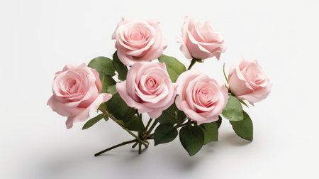 Bouquet of pink roses isolated on white background. Studio shot.の素材