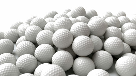 White golf balls isolated on a white background. 3D illustration.の素材