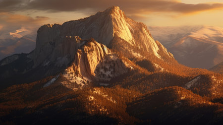 Panoramic view of Dolomites mountains at sunset, Italyの素材