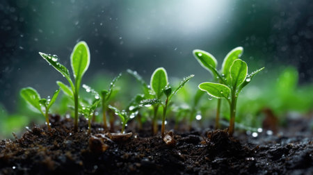 Green seedling illustrating concept of new life and eco-friendly developmentの素材