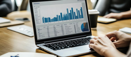 A business meeting focused on digital marketing trends, with laptops displaying reports and case studies. . --ar 16:7 --v 6.1 Job ID: ba5a1e8c-d0fc-4677-89a1-88a0ed9f9830の素材