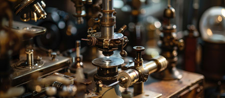 Close-up of the mechanism of a vintage machine in the workshopの素材