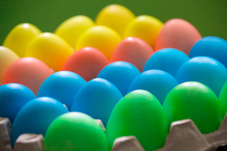 magazine Easter colored eggs in carton box multicolorの写真素材
