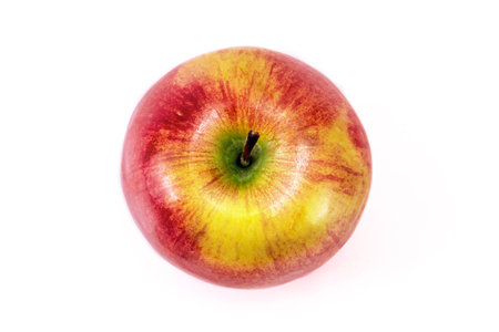 Apple glossy red-yellow top view isolated 