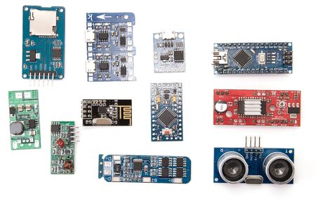 a set of electronic modules isolated の写真素材