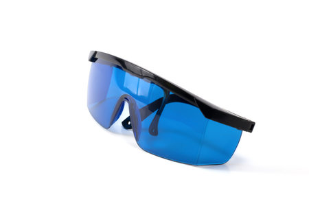 protection from laser radiation blue glasses isolated