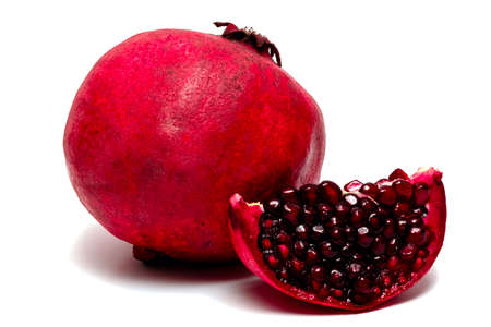 red garnet whole and half isolatedの写真素材