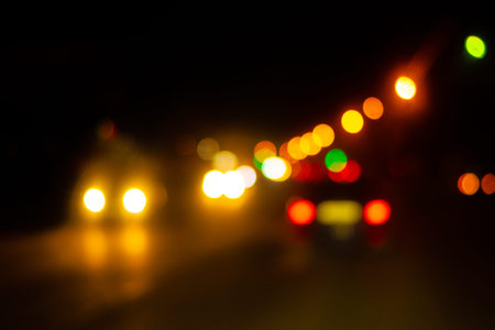 background lights at night in soft focusの写真素材