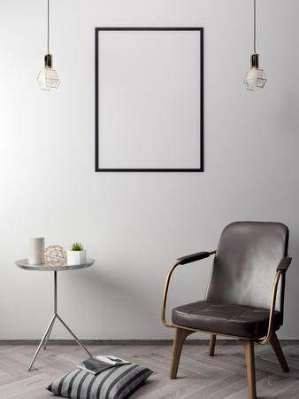 Mockup Poster in the interior, 3D illustration of a modern design.の写真素材