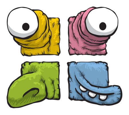 Colorful face divided into four parts in a shape of crossのイラスト素材