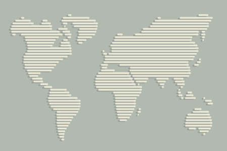 World map made up of horizontal linesのイラスト素材