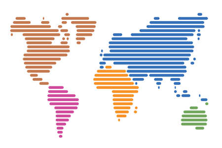 World map made up of horizontal linesのイラスト素材