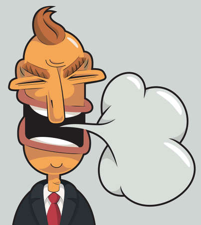 Illustration of an angry businessman speaking. Speech cloud coming out of his mouthのイラスト素材