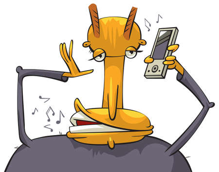 Fat man talking on mobile phoneのイラスト素材