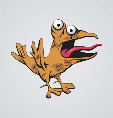 Illustration of a cute crazy Bird with big mouth standing and talkingのイラスト素材