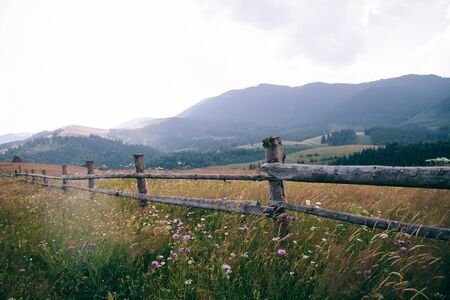 mountains in the fog. The view into the distance.の写真素材
