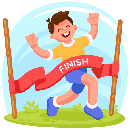 Vector concept illustration, finishing runner in modern flat style.のイラスト素材