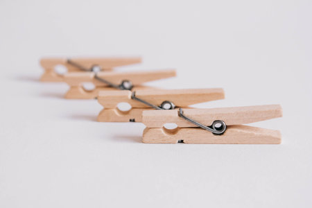 Set of clothespins isolated on white background