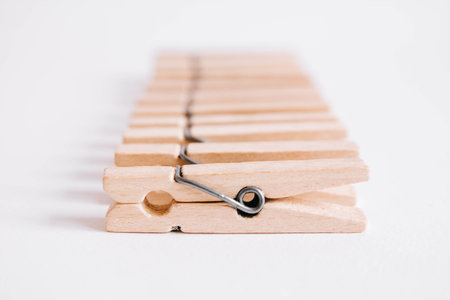 Set of clothespins isolated on white background