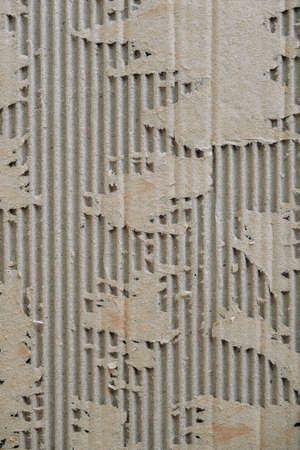 Ragged corrugated cardboard surface texture background. Top view. Copy, empty space for text.の写真素材