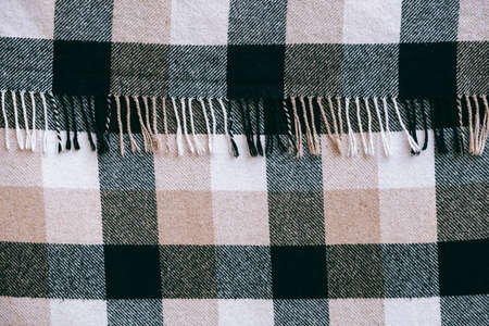 Plaid in a cell as a background image. Blank checkered fabric texture. Top view. Copy, empty space for text.の写真素材
