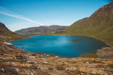 Lake Svartisvatnet in Helgeland in Norway, from Svartisen glacierの写真素材
