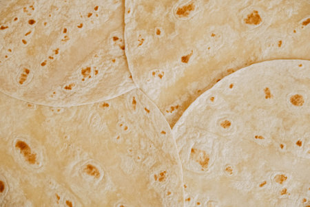Texture of thin traditional freshly baked homemade oriental bread.