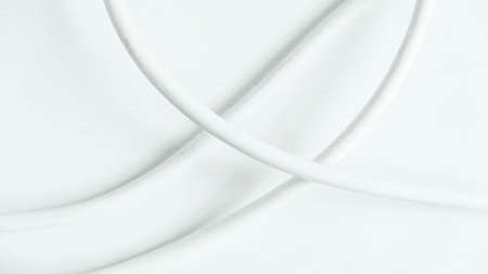 White electric wire on a white background.の写真素材
