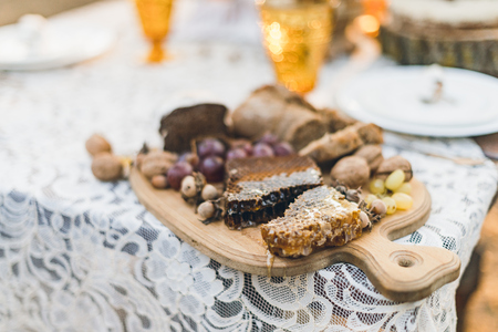Wedding inspirational decoration table dinner outdoorの写真素材