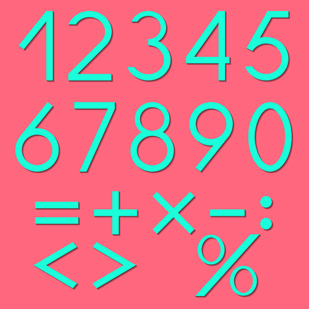 Set of numbers and mathematical symbolsのイラスト素材