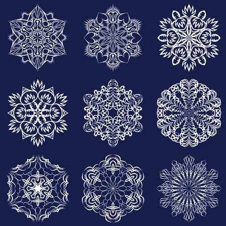 Snowflakes Set for Christmas Winter Designのイラスト素材