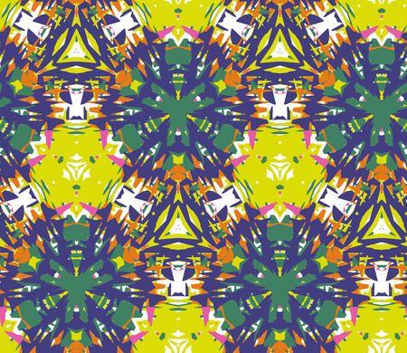 Seamless pattern composed of bright color abstract elements located on a white backgroundのイラスト素材