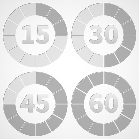 Set timers black and white, 15 minute intervals のイラスト素材